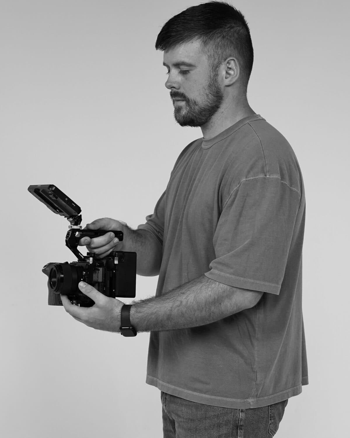 Isaac Walden behind a camera
